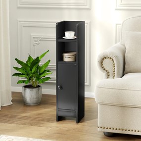 Conjunto de 2 armários de casa de banho 20 cm x 18 cm x 80 cm com porta e estantes ajustáveis, suporte para papel higiénico e organizador para casa de