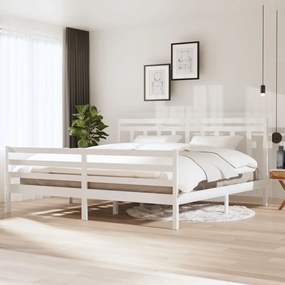 Estrutura de cama 200x200 cm madeira maciça branco