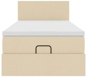 Cama otomana com colchão 100x200 cm tecido creme
