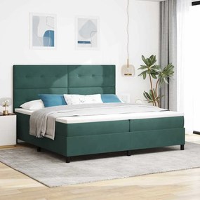 vidaXL Cama Box com colchão Verde Escuro 200 x 200 cm tecido