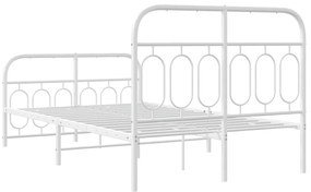 Estrutura de cama com cabeceira e pés 120x190 cm metal branco