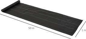 Malha Geotêxtil 1x50 m Malha de Jardim Contra Ervas Daninhas 100 g / m