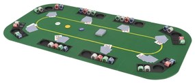 vidaXL Tabuleiro póquer dobrável em 4 p/ 8 jogadores retangular verde