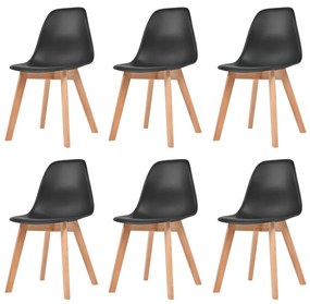 vidaXL Cadeiras de jantar 6 pcs plástico preto