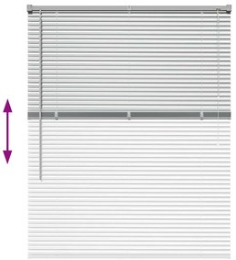 Persiana de Janela com cortinas Manual Prata 105 x 130 cm Alumínio