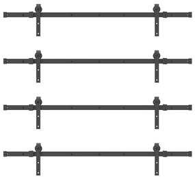 Kit de ferragens para porta deslizante 305 cm aço preto