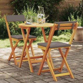 vidaXL Conjunto Bistro de Jardim com almofada 3 pcs Castanho