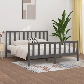 vidaXL Estrutura de cama super king 180x200 cm madeira maciça cinza