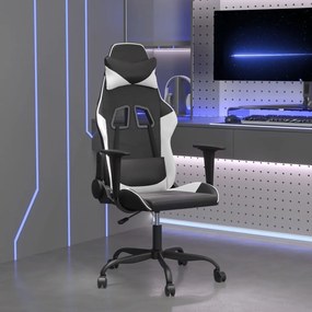 Cadeira gaming couro artificial preto e branco