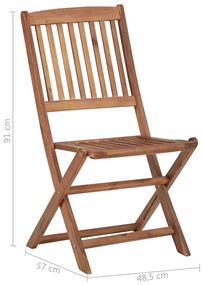Cadeiras de exterior dobráveis 8 pcs madeira de acácia maciça