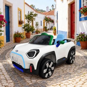 Carro elétrico para crianças MINI ACEMAN 12V 2.4G, Rodas de borracha, assento em pele sintética Branco