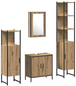 Conjunto de Mobiliário para Banheiro de 4 Peças em Carvalho Artisan e