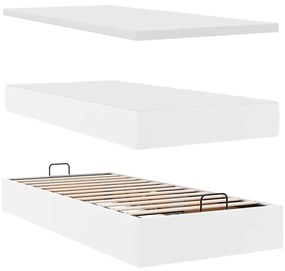 Cama otomana com colchão 100x200 cm couro artificial branco