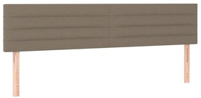 Cabeceira cama luzes LED tecido 160x5x78/88cm cinza-acastanhado