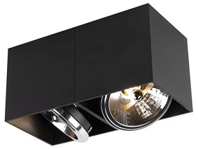 Design spot preto retangular 2 luzes - Caixa Moderno