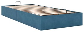 Ottoman Bed Frame No Colchão Azul Escuro 90x190 cm Veludo