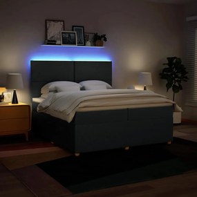 Cama com molas/colchão 200x200 cm tecido azul