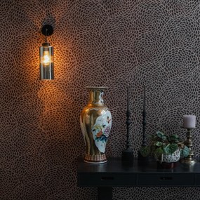 Candeeiro de parede Art Deco preto com vidro fumê - Laura