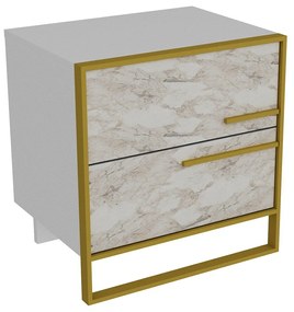 Mesa de Cabeceira Polka – Dourado e Branco – 50x51,8x38,5 cm