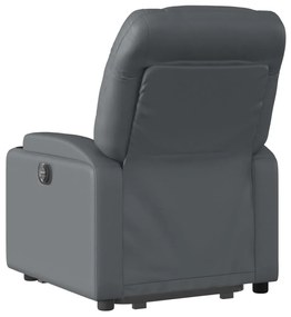 Poltrona reclinável elevatória couro artificial cinzento