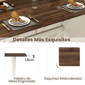 Mesa de jantar moderna sala ou cozinha em madeira 110 x 71 x 76 cm com Estrutura em X para espaços pequenos cor Nogueira, Branco