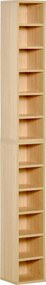 Conjunto de 2 estantes verticais para arrumação de CDs e DVD 21  x 19  x 88  cms, com 6 + 6 compartimentos, capacidade máxima: 160 CDs, cor: faia