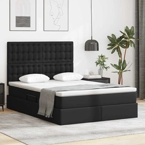 vidaXL Cama com Armazenamento Preto 140 x 190 cm Couro Sintético