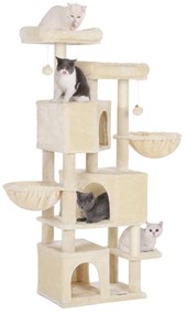 Arranhador gatos 164 cm com 3 grutas Bege