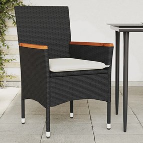 vidaXL Cadeiras de jardim com almofadões 2 pcs vime PE preto