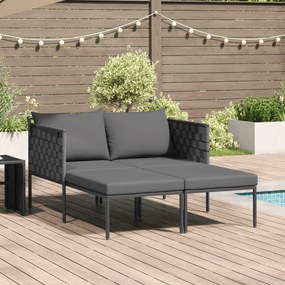 vidaXL Espreguiçadeira com Almofadas para 2 Pessoas Antracite 115x153x69,5 cm Aço