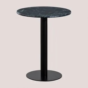 Mesa De Bar Redonda Ø60 Cm Em Mármore Rocher Mármore Verde Big Flower & Preto - Sklum