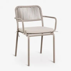 Cadeira De Jardim Empilhável Com Apoios De Braços Em Corda Trançada Arhiza Moka Brown - Sklum