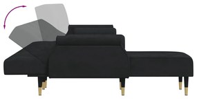 Sofá-cama em forma de L 271x140x70 cm veludo preto