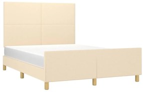 Estrutura de cama sem colchão 140x200 cm tecido cor creme