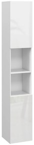 Kleankin Móvel Coluna de Casa de Banho 2 Armários com Prateleiras Ajustáveis 2 Nichos 30x30x181,5 cm Branco | Aosom Portugal