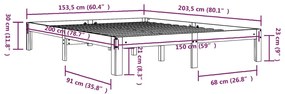 Estrutura de cama king 150x200 cm madeira maciça branco