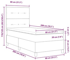Cama Box Spring com Colchão Creme 80x200 cm Tecido