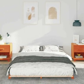 Estrutura de cama de chão Castanho-mel 140 x 220 cm
