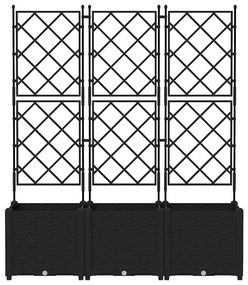 Plantadeira de Jardim com Treliça 3 pcs Preta 120x40x143 cm
