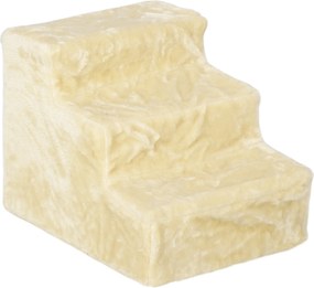 PawHut Escada para Cães de 3 Degraus com Capa Removível e Lavável Rampa para Cães para Cama Sofá 46x35x35 cm Bege | Aosom Portugal