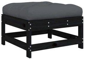 Apoio de pés p/ jardim c/ almofadão pinho maciço preto