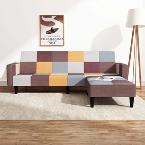 3080660 vidaXL Sofá-cama de 2 lugares com apoio de pés tecido multicolorido