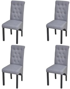 Cadeiras de jantar 4 pcs tecido cinzento-claro