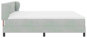 Cama Box Com Colchão Cinza Claro 200x200 cm Veludo