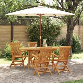 Conjunto de Jantar de Jardim vidaXL com 5 Peças em Madeira de Teca Sólida