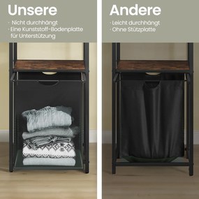 Cesto para roupa suja com 2 prateleiras de 50 x 33 x 92 cm preto