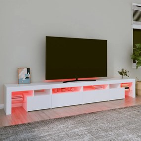 Móvel de TV com luzes LED 260x36,5x40 cm branco