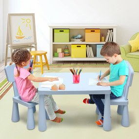 Conjunto Mesa e 2 Cadeiras para Crianças Comer Desenhar Escrita e Artesanato 76,5 x 54,5 x 49,5 cm Azul