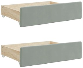 Sofá-cama c/ gavetão e gavetas 100x200 cm veludo cinzento-claro