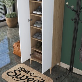 Hall Stand EA116 – Walnut White – 60x198,6x37,5 cm